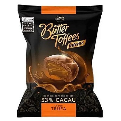 Bala Butter Toffees Arcor Intense Recheio Com Chocolate 53% Cacau Sabor Trufa - 500g