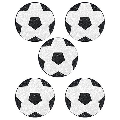 Aplique Decorativo Glitter em EVA Bola de Futebol 4cm - 12 Peças - Piffer