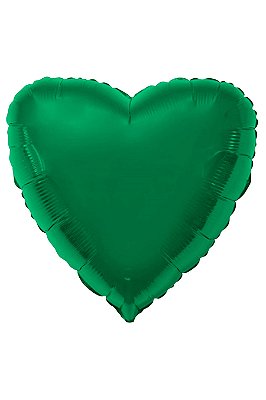 Balão Metalizado Coração Verde - 20 Polegadas (50cm) - Flutua Gás Hélio