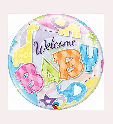 O Balão Bubble Welcome Baby Animal Patterns 22 Polegadas(56cm) - Flutua Gás Hélio