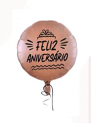 Balão Redondo Feliz Aniversário Rose - 18 Polegadas (45cm) - Flutua com Gás Hélio