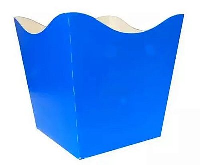 Cachepot De Papel Liso Pequeno Azul 7x7x7cm - 10 Unidades