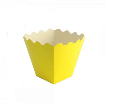 Cachepot De Papel Liso Pequeno Amarelo 7x7x7cm - 10 Unidades