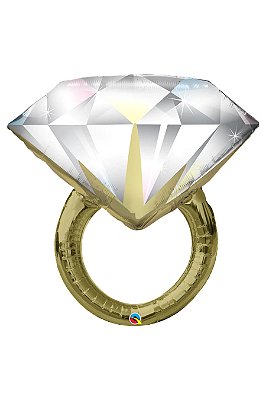 Balão Metalizado 68cm Anel de Diamantes de Casamento