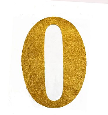 Painel Eva Dourado com Glitter - 25cm x 37cm - Número - 0