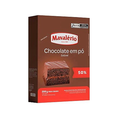 Chocolate em Pó Solúvel 50% 200g MAVALÉRIO