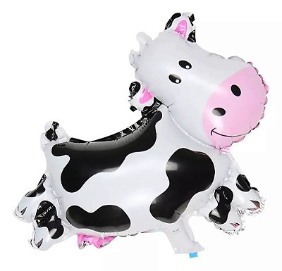 Balão Metalizado Animal Fazenda Vaca Corpo - 38cm x 37cm - Não Flutua