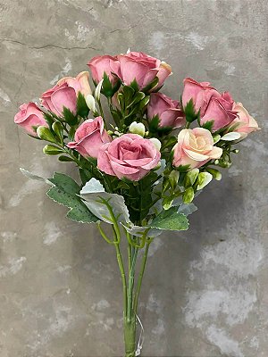 Buquê de Rosas - Lilás e Branco de 30cm - 8 Flores
