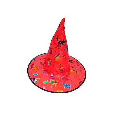 Chapéu de Bruxa Halloween Super Color Vermelho