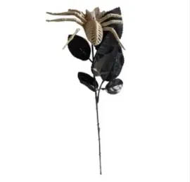 Rosa Negra Decorativa Com Aranha Halloween - 41cm