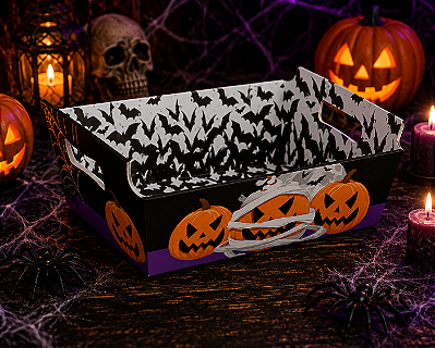 Cesta de Cartão Noite do Terror Grande Halloween 32x24cm