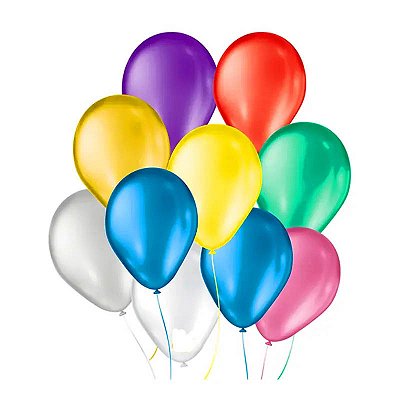 Balão Bexiga Cintilante Sortido - Tamanho 7 Polegadas (18cm) - 50 unidades