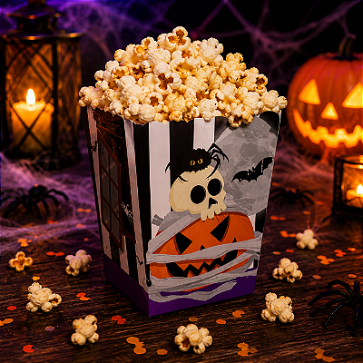 Caixa para Pipoca Halloween - Noite do Terror - 10 Unidades
