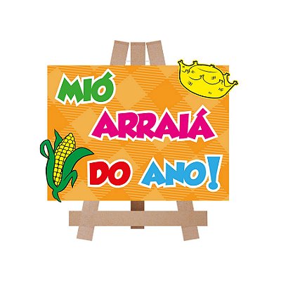 Plaquinha Decorativa Festa Junina - Mió Arraiá do Ano - 28cm x 25cm