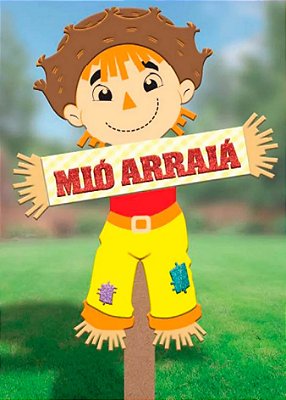 Placa de Jardim Arraiá Espantalho - 25cm x 55cm