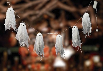 Fantasmas Iluminados Na Corda com Luzes - 135cm