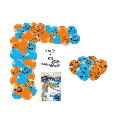 Kit Arco Fácil De Balões Festa Hot Wheels Com Fita - 48 Balões