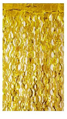 Cortina Decorativa Metalizada Espiral Dourado - 2x1 Metros