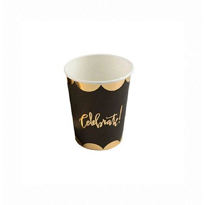 Copo de Papel Celebrate 250ml Preto - 10 Unidades