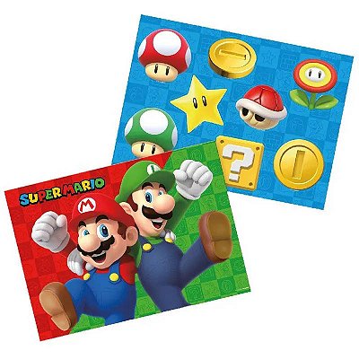 Kit Decorativo Cartonado Festa Super Mario - Sendo 01 folha poster e 01 folha com várias peças destacáveis