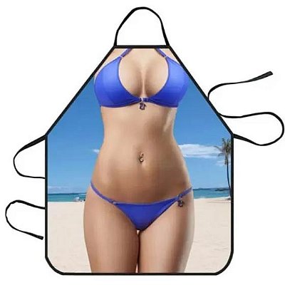 Avental de Cozinha Engraçado Mulher Biquini de Praia Sexy Brincadeira - 73cm x 60cm