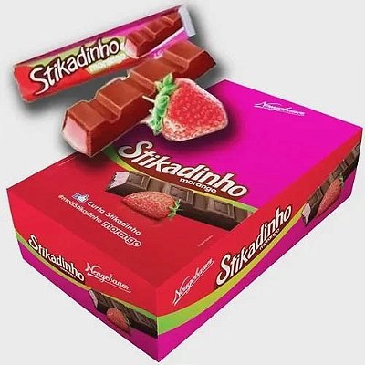 Chocolate Stikadinho Morango - Caixa 393g - 32 Unidades
