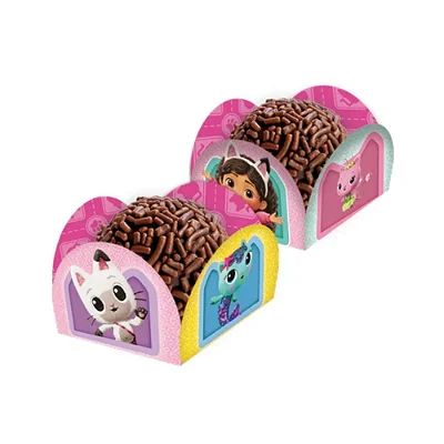 Porta Forminha Para Doces Festa A Casa Mágica da Gabby 3,5x3,5cm - 40 Unidades