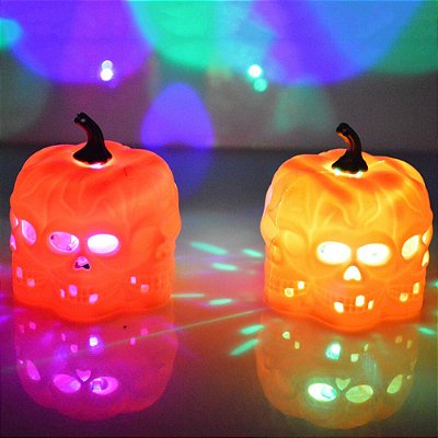 Abóbora Com Led Caveiras - 1 Unidade