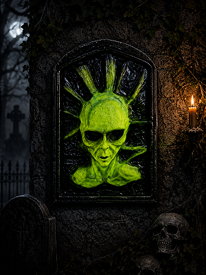 Painel 3D Alienígena Neon - 60x50x18cm