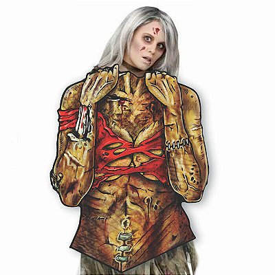 Painel de Zumbi Feminino p/ Fotos Terror Halloween - 64x46cm