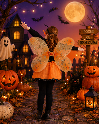 Asas De Borboleta e Morcego De Halloween