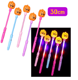Bastão Abóbora Luminoso Piscando LED Halloween - 33 cm - 1 Unidade