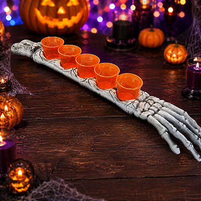 Suporte Porta Copo Shot Braço de Esqueleto Halloween