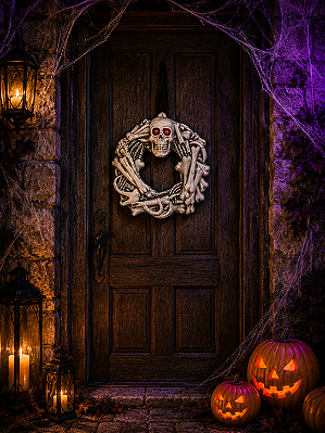 Guirlanda de Halloween Caveira Plástico 35cm