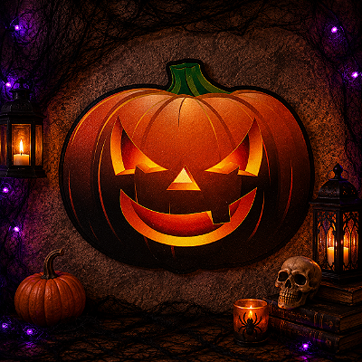 Painel Cartonado Halloween Abobora - 52x44cm
