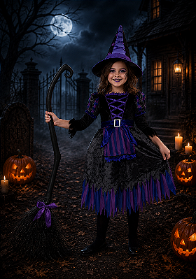 Vassoura Bruxa Luxo Halloween – Estilo e Magia para Seu Cosplay! - 85cm