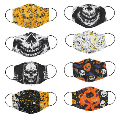 Meia Máscara Facial de Boca Lavável Halloween - Modelo Variados - 1 Unidade