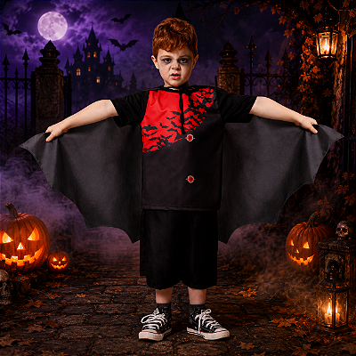 Capa Infantil Morceguinho para Halloween 70cm
