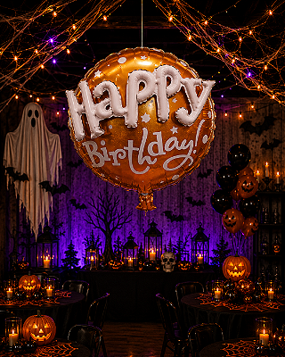 Balão Metalizado Foil Happy Birthday 3D Dourado 58cm - Flutua com Gás Hélio