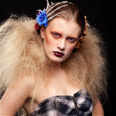 Presilha P/ Cabelo Mão com Flor Roxo Halloween - 1 Unidade