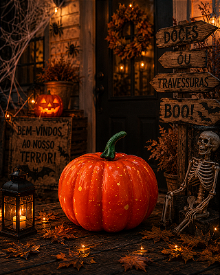 Abóbora Decoração Halloween 12cm