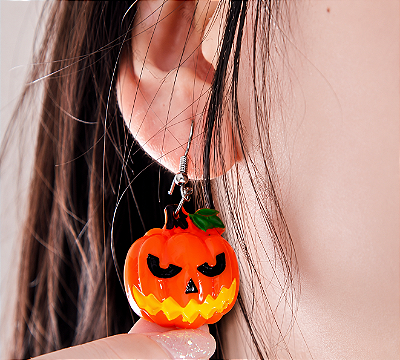 Par De Brincos Pendurados De Halloween De Abóbora - 1 Par
