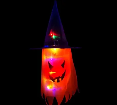 Chapéu Decorativo com Led Halloween Abóbora 75cm - 1 Unidade