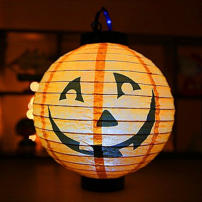 Lanterna Halloween com Luz Abóbora - 22cm