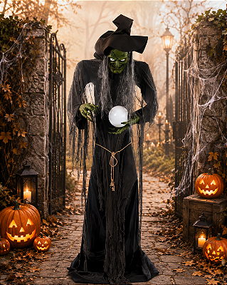 Bruxa Olga Halloween 2,90 Metros - Com Som/Luz e Movimento