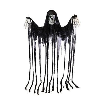 Enfeite Decorativo de Halloween - Caveira Austin Cortina com LED - 225cm - 1 unidade