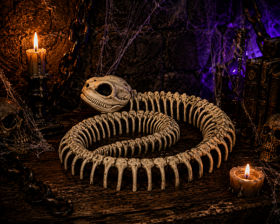 Esqueleto Animal Cobra Enrolada Halloween - 17cm de Diâmetro - 1 Unidade