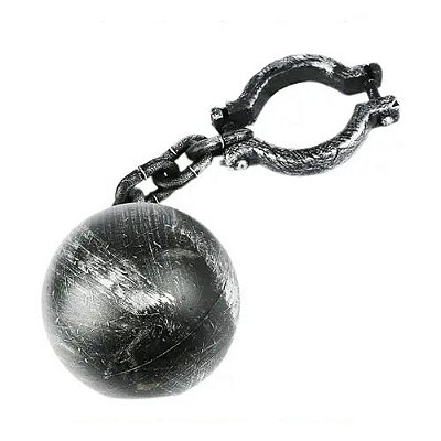 Corrente com Bola Prata para Fantasias de Prisioneiro - 53cm