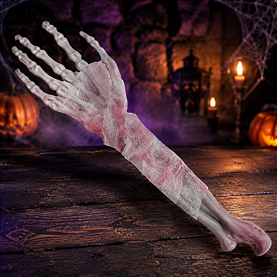Enfeite Halloween Mão de Esqueleto Enfaixada 38cm