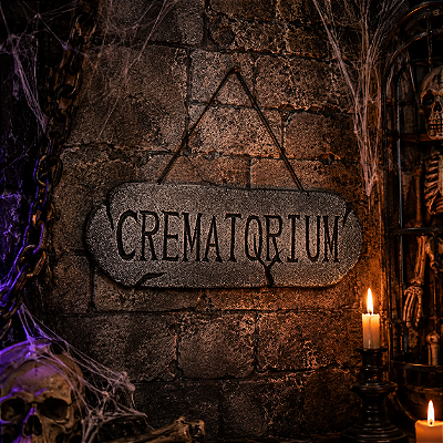 Placa de Porta Crematório Halloween - 1 unidade